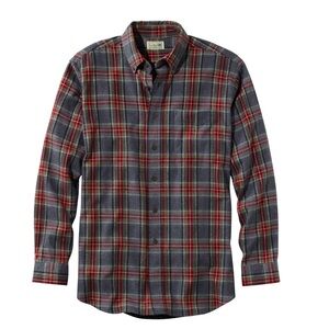 L.L. Bean Men's Casual Plaid Shirt - Gray and Red 3XLT Cotton